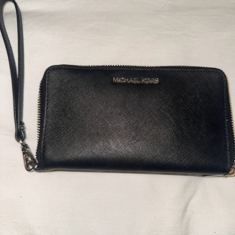 Michael Kors Black Zip-Around Wristlet